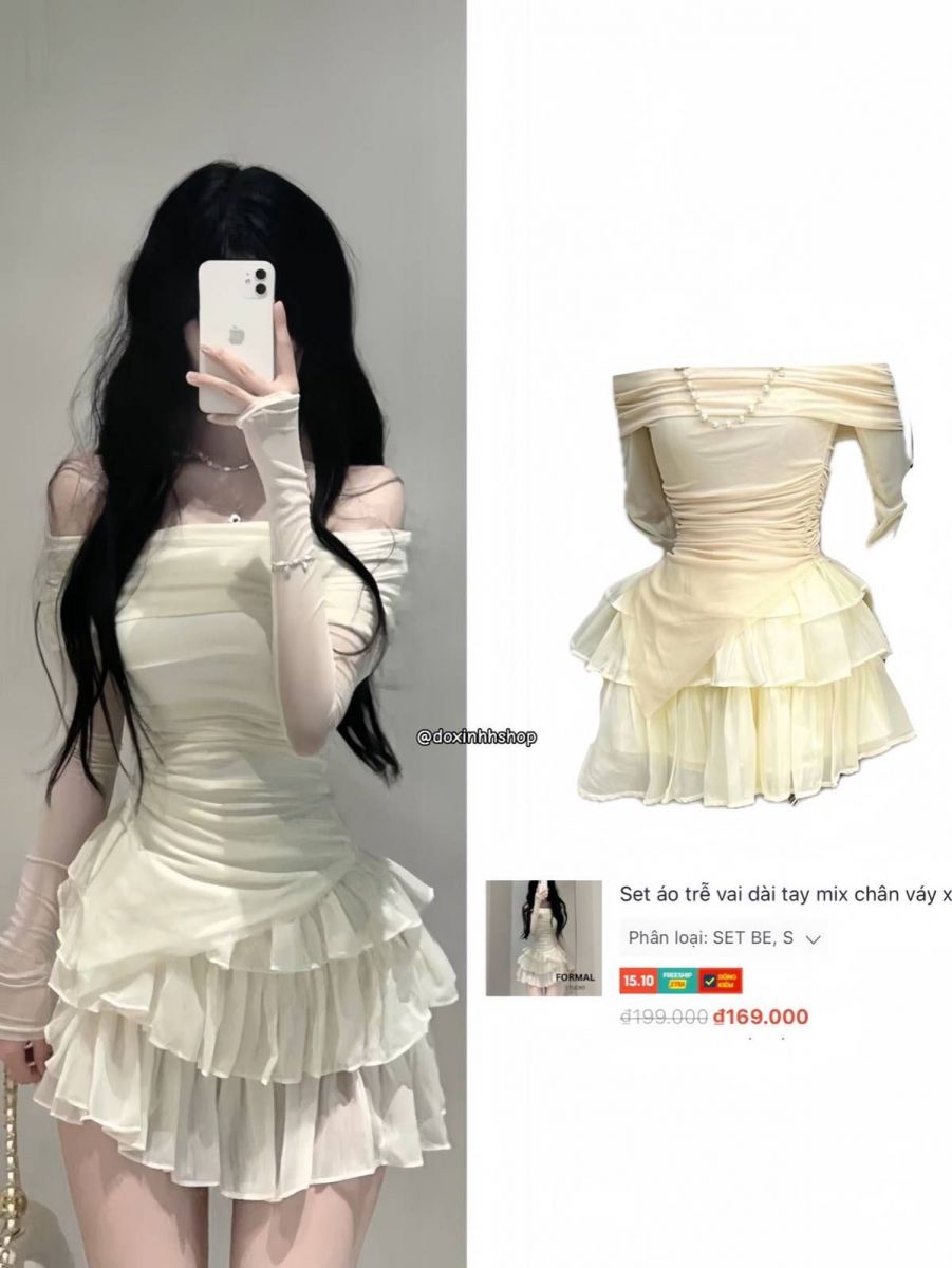 Gái Mặc Váy Trắng Tạo Dáng Chụp Ảnh Trong Gương