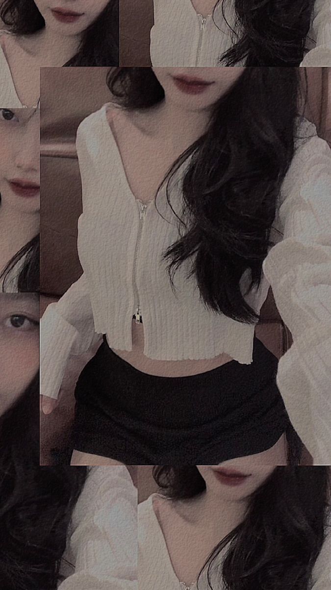 Ảnh gái xinh trong áo croptop trắng và chân váy đen