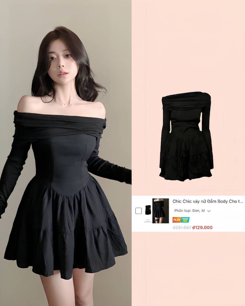 Gái xinh duyên dáng trong bộ đầm đen thanh lịch