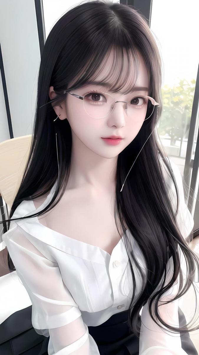 Ảnh cute gái xinh đeo kính tóc cài đầu