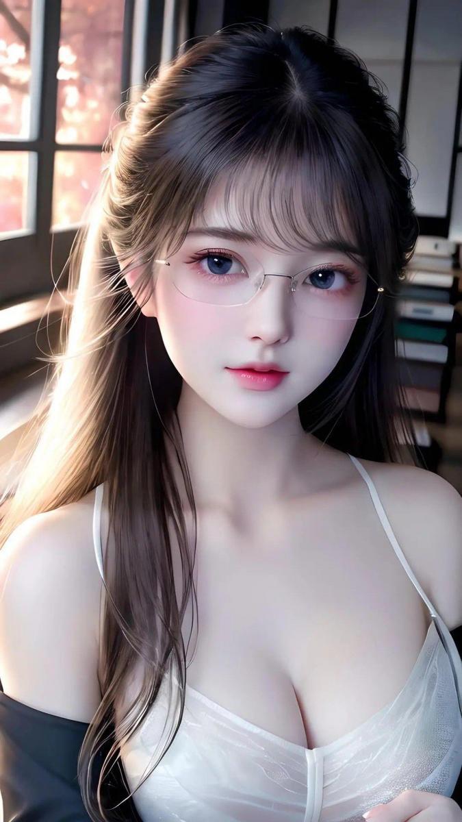 Gái xinh 2k12 đeo kính tóc mái xinh đẹp