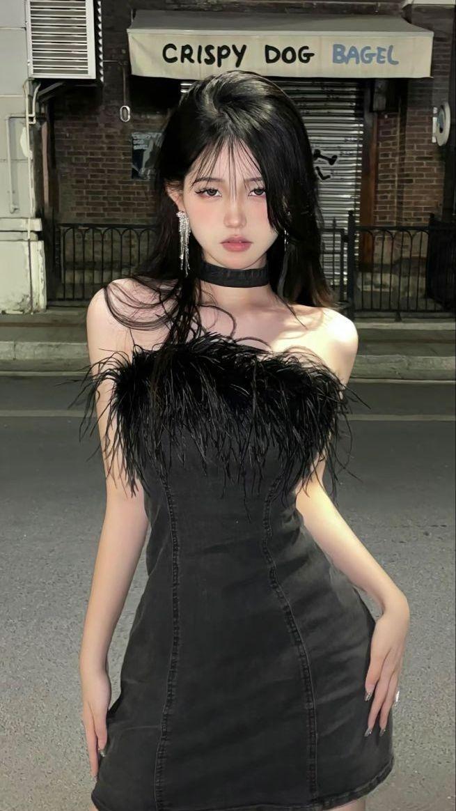 Gái xinh 4k trong thời trang tóc đen đẹp