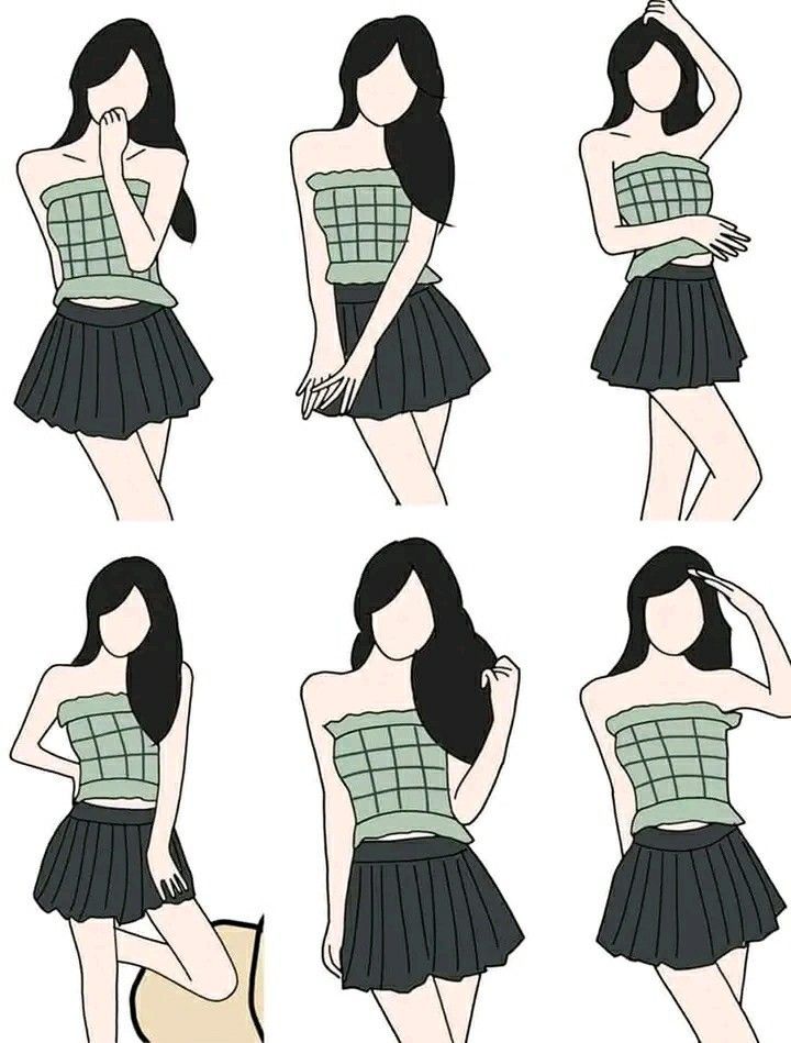 Gái xinh trong bộ áo ống xanh và chân váy đen tự tin
