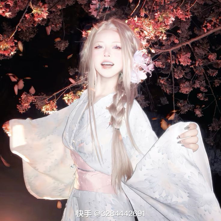 Cô gái mặc kimono giữa hoa anh đào, mang vẻ đẹp dịu dàng