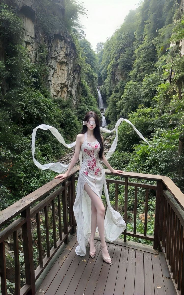 Gái Mặc Áo Dài Trắng Đẹp Tại Thác Nước