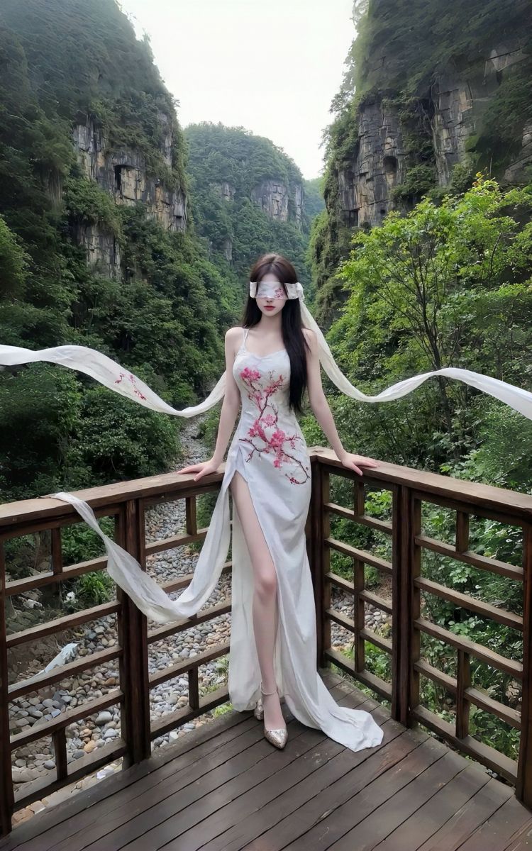 Gái xinh mặc áo dài trắng giữa núi rừng thơ mộng