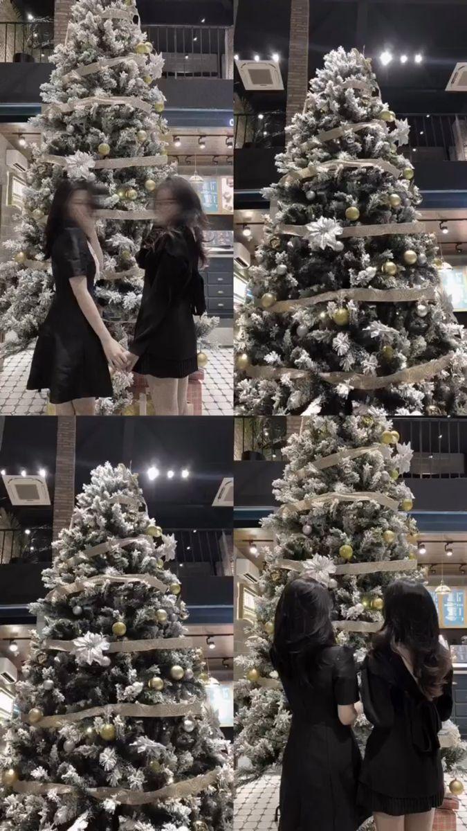 Ảnh gái xinh dễ thương bên cây thông Noel