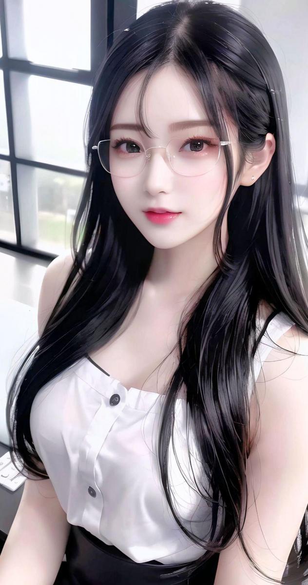 Ảnh gái xinh đeo mắt kính tóc ngắn và tóc dài