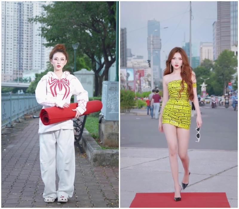 Hình ảnh cô gái xinh đẹp trong trang phục màu đỏ