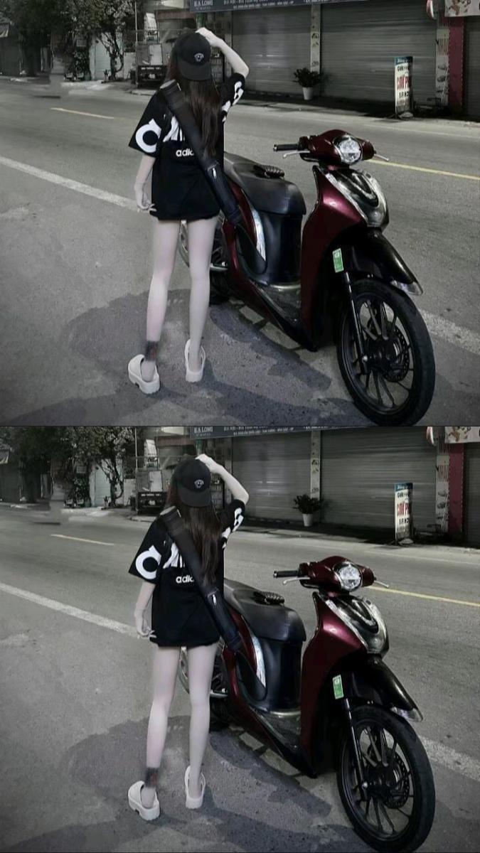 Gái xinh sexy bên xe tay ga