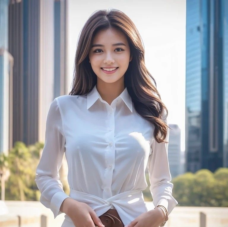Cô gái xinh xắn trong áo sơ mi đẹp