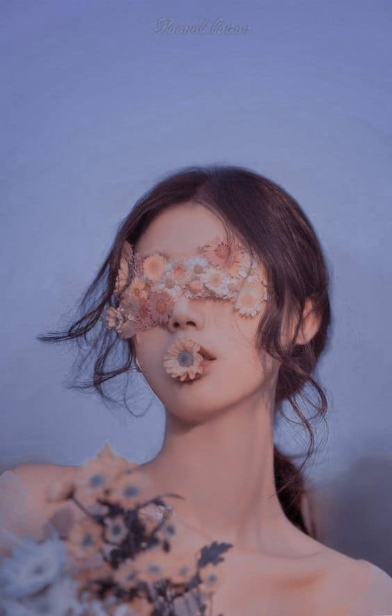 Ảnh gái xinh chụp hình che mặt bằng hoa