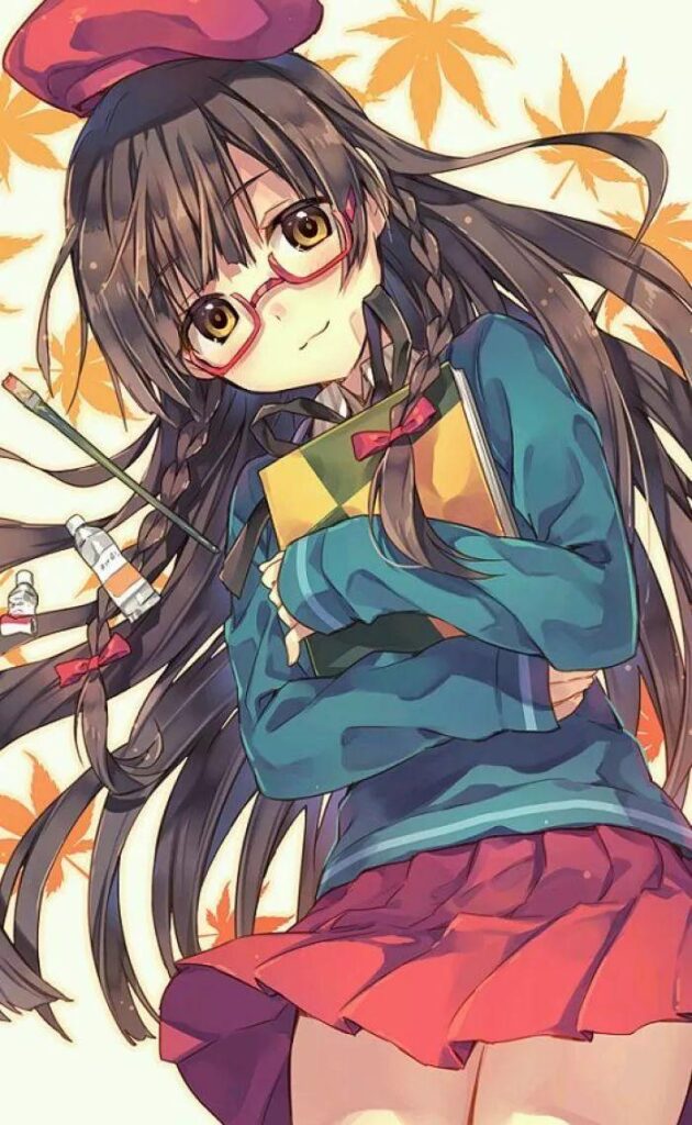 Ảnh gái xinh anime đeo mắt kính cute